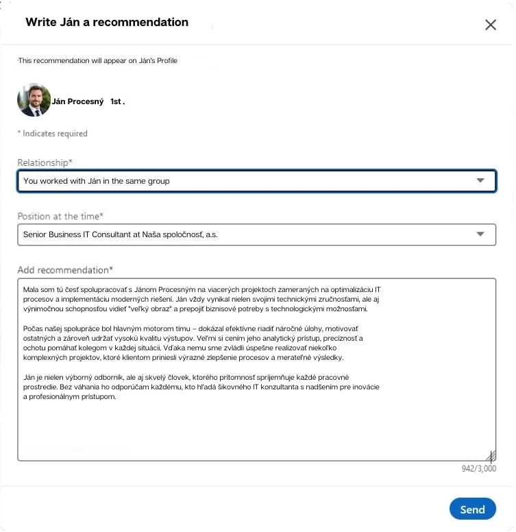 LinkedIn references - online public evaluation of employees, employers, colleagues or business partners