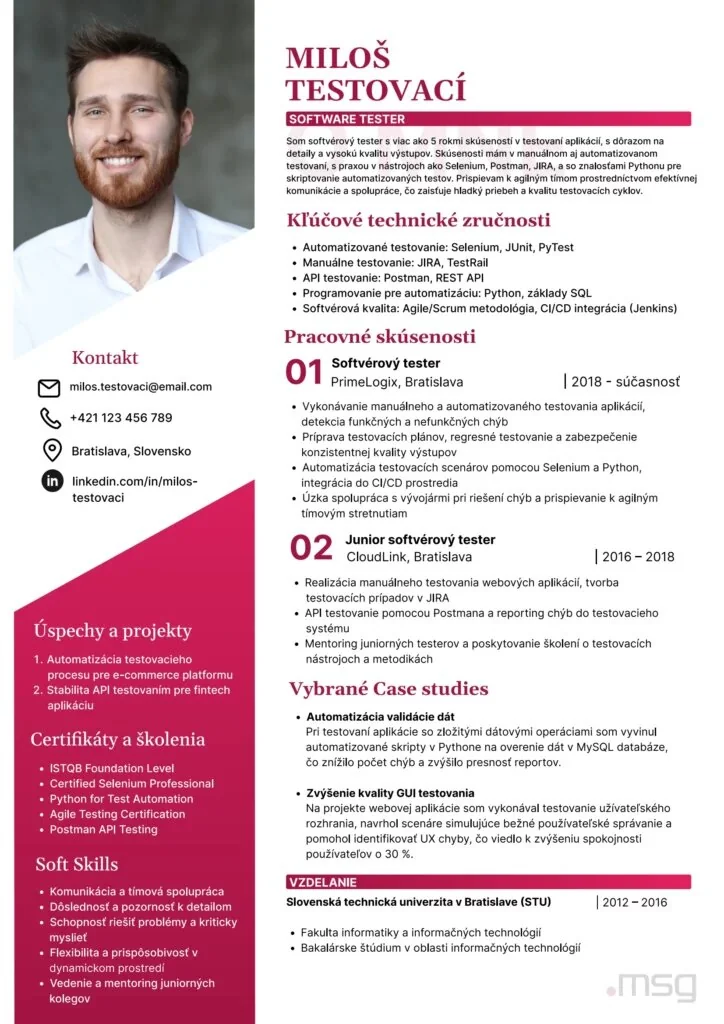 Vzor profesijného CV