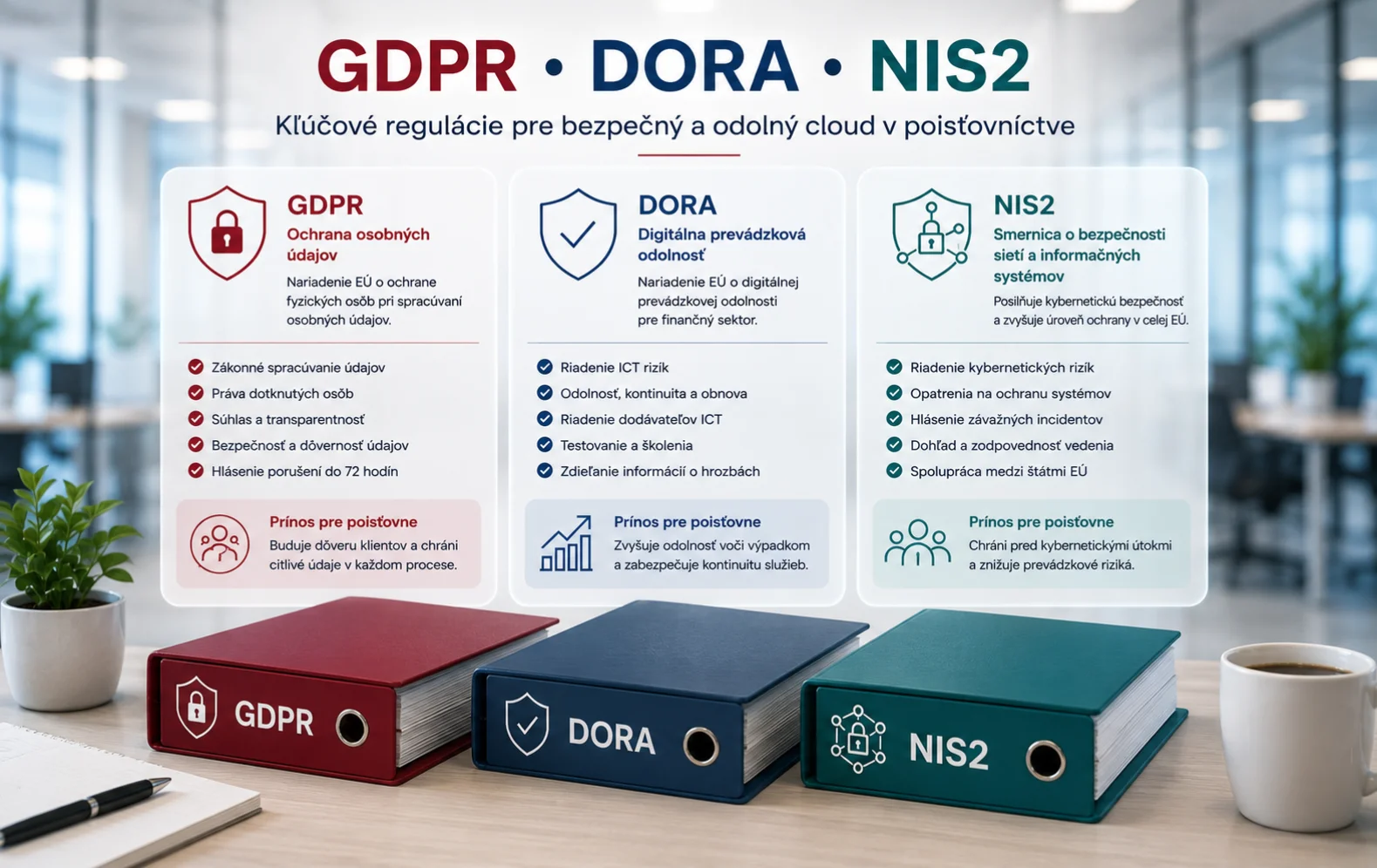 gdpr-dora-nis2 | msg life Slovakia GDPR, DORA a NIS2 ako kľúčové regulácie pre bezpečné cloudové riešenia v poisťovníctve.