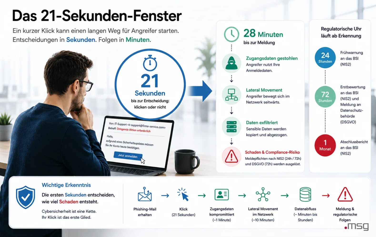 das-21-sekunden-fenster | msg life Slovakia 21-Sekunden-Fenster bei Phishing im Homeoffice mit Meldefristen nach NIS2 und DSGVO