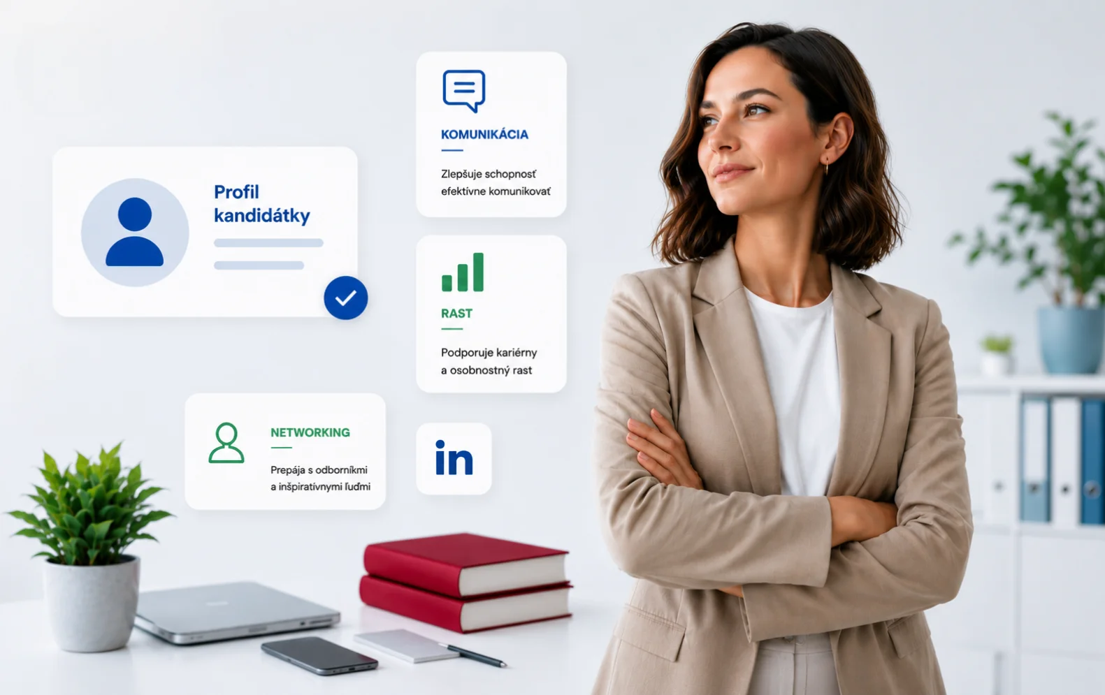 Profesionálka v IT s profilom kandidátky a prvkami komunikácie, kariérneho rastu a networkingu.