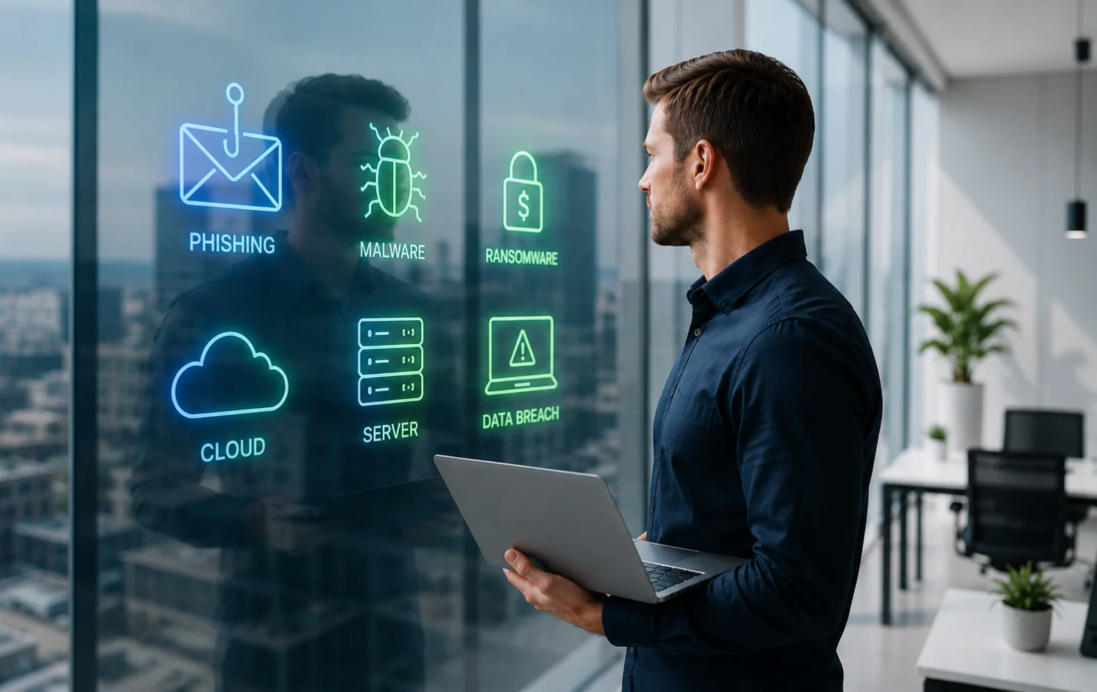 IT-Fachkraft analysiert Cyberangriffe wie Phishing, Malware und Ransomware&nbsp;