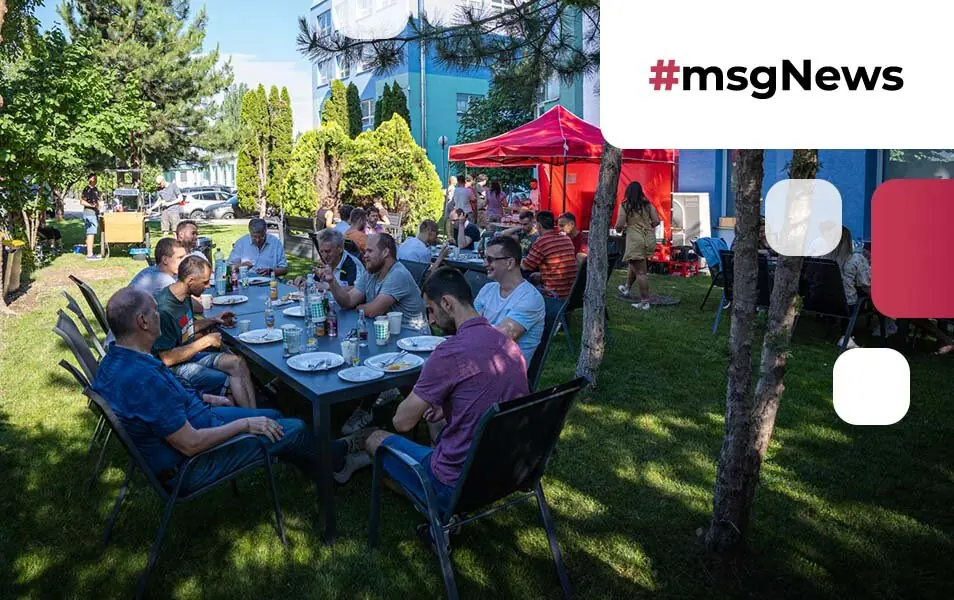 Teambuilding - Company lunch outdoors on the premises of the IT company msg life slovkia